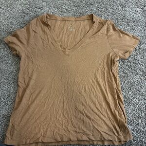 a new day Women's Short Sleeve V-Neck Brown Top
